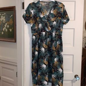 Tropical Print Midi Dress